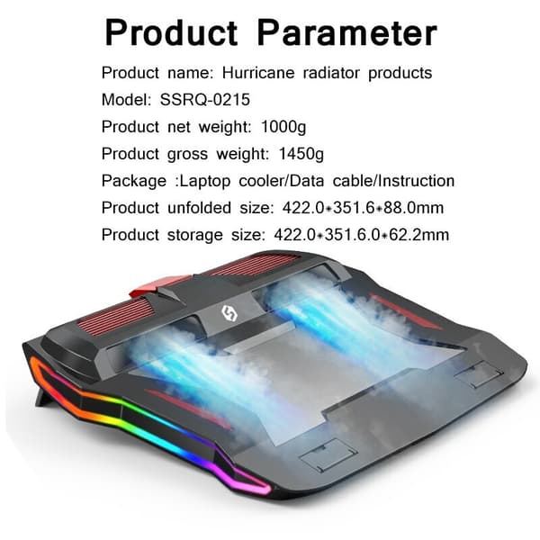 Bærbar gaming laptop kølestander til 15,6-tommer laptops