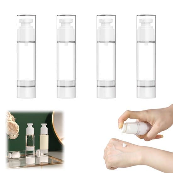 Vita 4-pack 50 ml luftfria reseflaskor med lotionpump