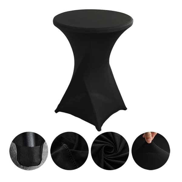 Runt bordsöverdrag svart elegant elastiskt 80x110cm