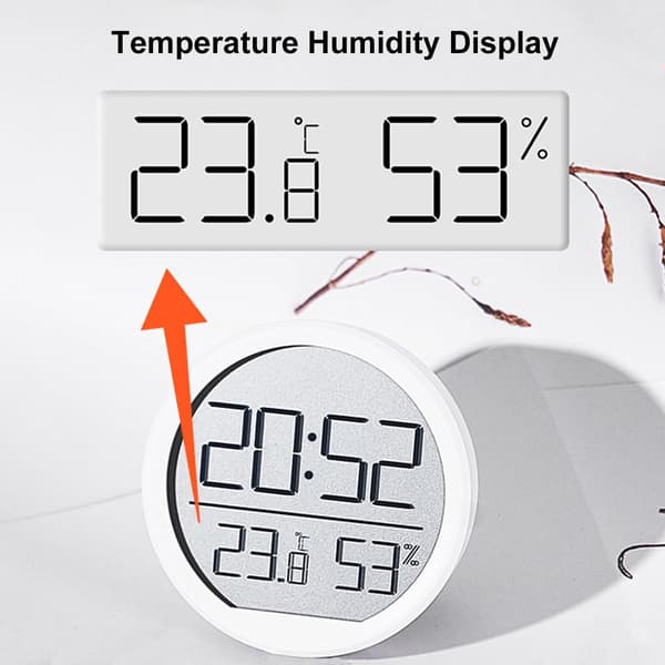 Digital klocka LCD Termohygrometer Design Magnetisk Väggkalender för Hem, Kök & Kontor (Vit)