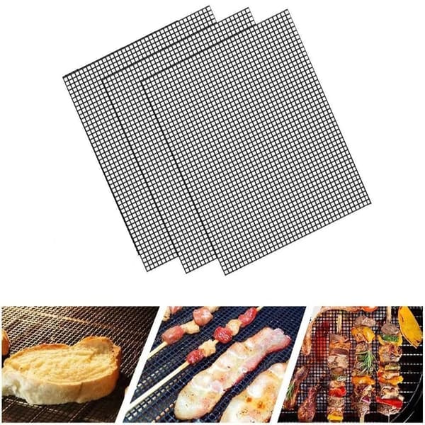 3 st non-stick BBQ grillnätfoder baknätmatta köksmatlagning svart