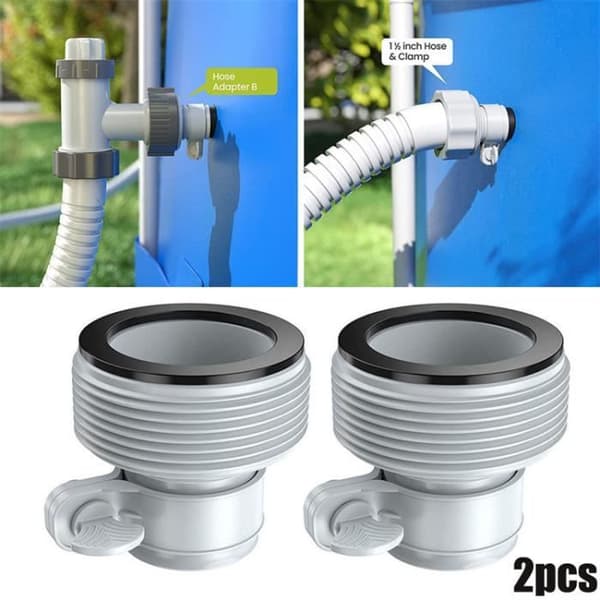 Poolslangeadapter - til INTEX - Intex model - 1,25 tommer til 1,5 tommer - 2-pak - Grå