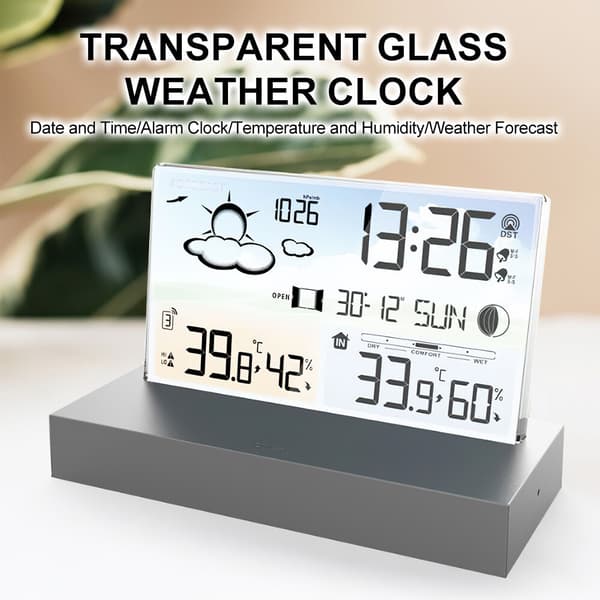 Trådlös Digital Inomhus Utomhus Väderstation Klocka Termometer Hygrometer
