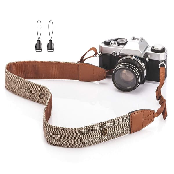Kamerarem Sling Säkerhetsbälte Snabbkoppling Universal DSLR - Retro Brun
