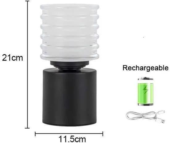 Trådløs genopladelig touch LED sengelampe med timer til soveværelse og camping (sort)