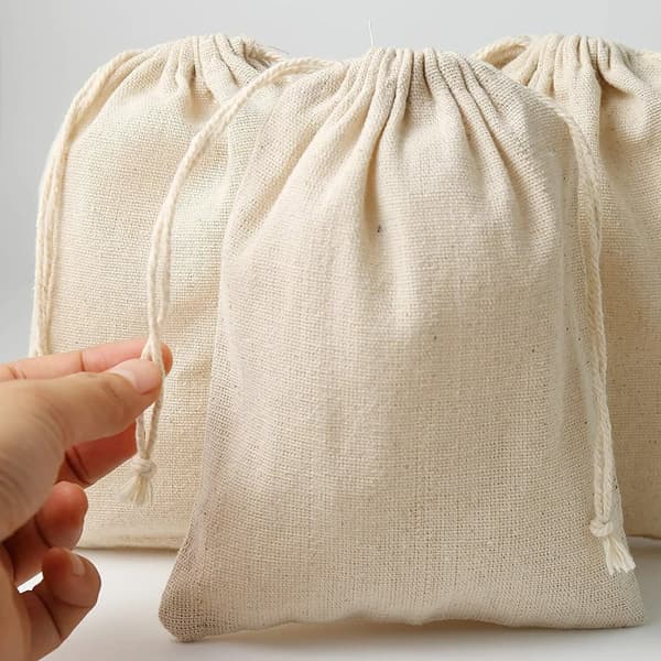 25 små dragskopåsar, presentpåsar i bomull, 15*20 cm