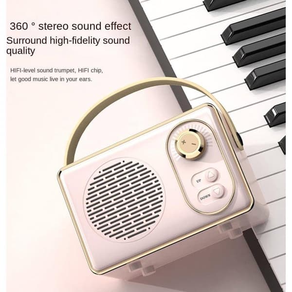Högkvalitativ retro Bluetooth-högtalare - Bluetooth-högtalare - Lång batteritid - Rosa