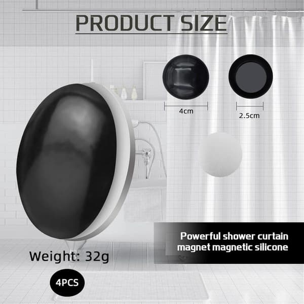 12-pack duschdraperimagneter, duschdraperiblystänger, duschdraperiband, duschdraperivikter, duschdraperitillbehör (svart)
