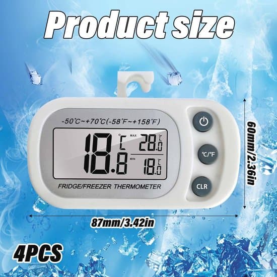 Digital kylskåpstermometer med LCD-display och Max/Min-funktion - 4 delar