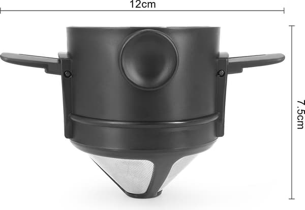 Sammenfoldelig bærbar Pour-Over Kaffefilterkegle med rustfri stålstativ (papirløs, hvid)