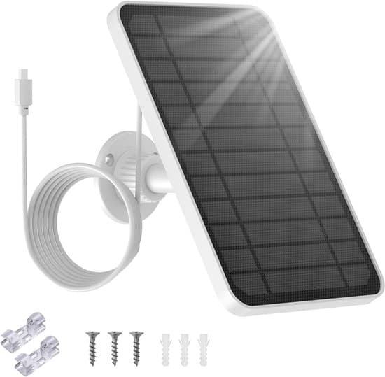 1 stk. 5V og 5W solpanel - egnet til Eufy cam 2C/Pro/E20/E40, solpaneloplader med solmodultilbehør, 360° justerbart stativ