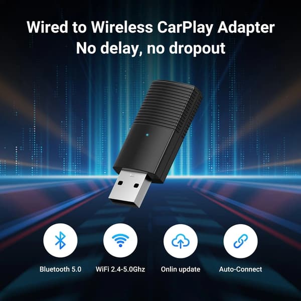 Mini CarPlay trådløs adapter til automatisk CarPlay-forbindelse i din bil.