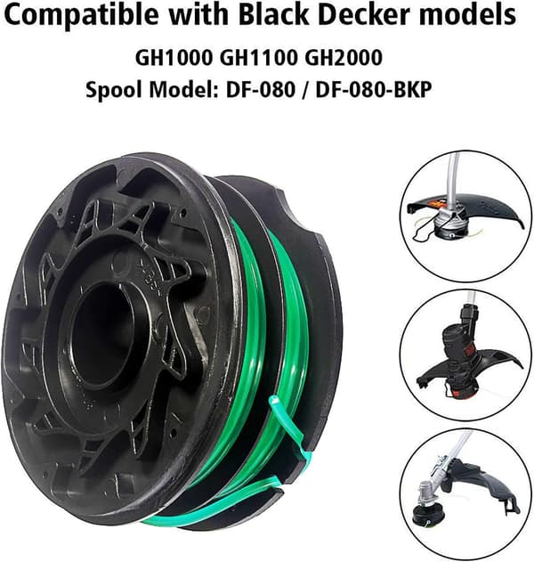 4-pak DF-080 30ft 0.06\" Dobbelte Automatiske Spoler til Black Decker GH1100 Plæneklipper