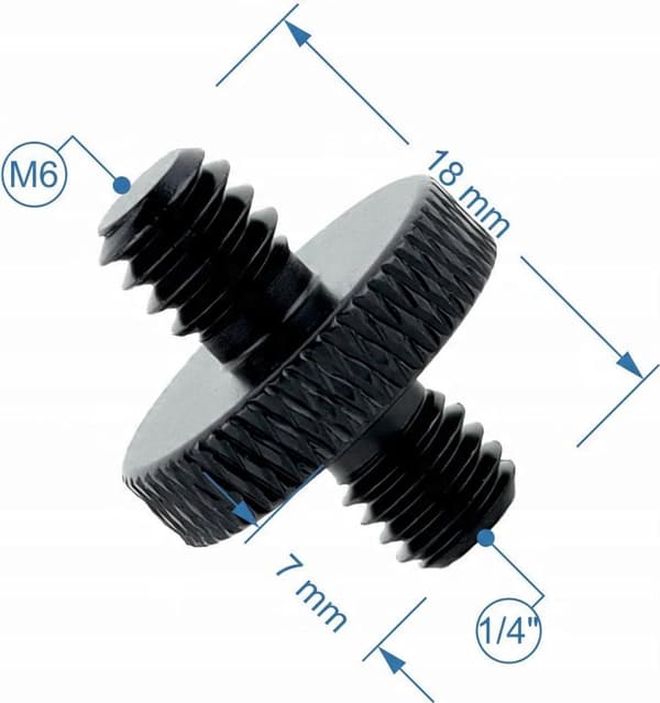 10 adapterskruer, 1/4” til M6, stativ, aluminiumslegering, sort.