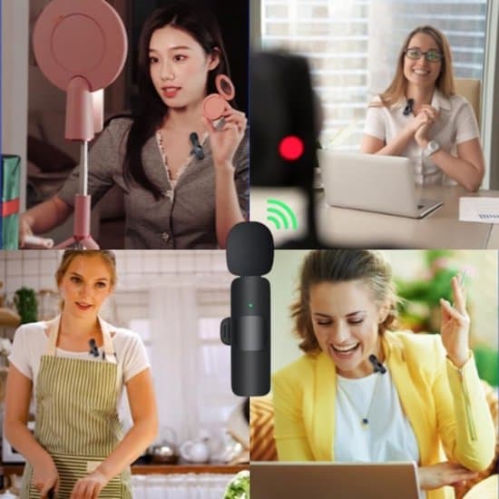 Trådløs Plug & Play Klipmikrofon til Telefoner - Støjreducerende Minimikrofon (Pink, USB-C)