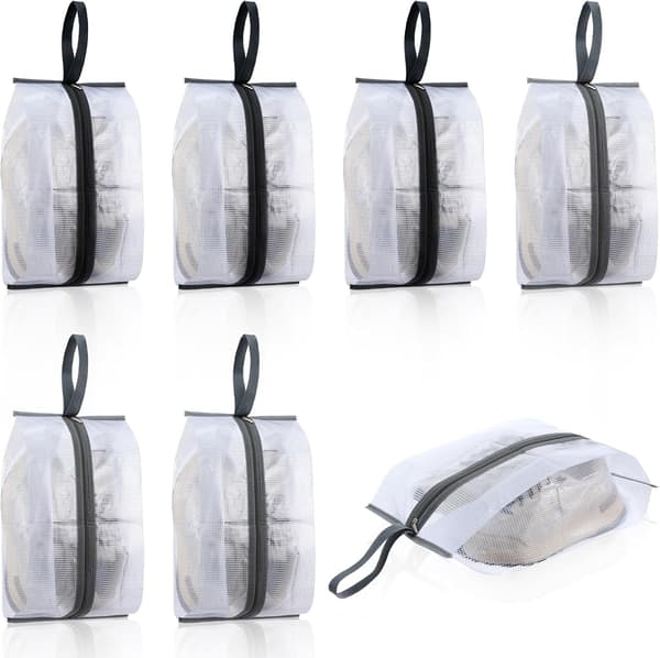 Skopåsar - Vattentäta reseskoväskor - 6-pack - 20x40 cm - Svart + Grå