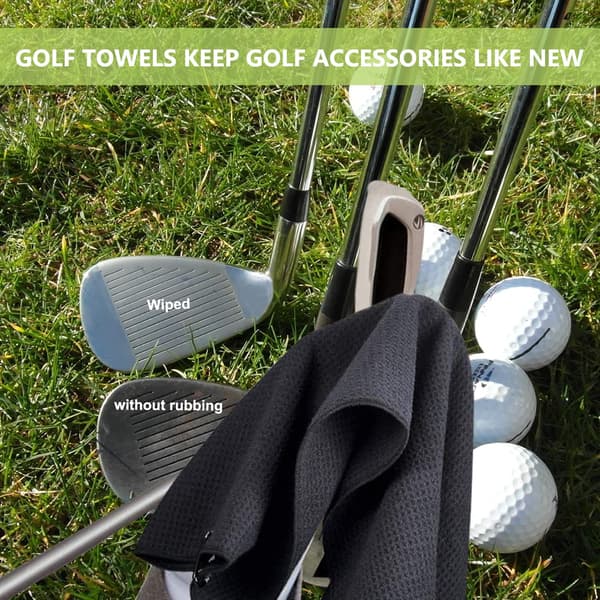 3-pack stora golfhanddukar - trefaldig mikrofiber våffel med karbinhake - 40x40cm