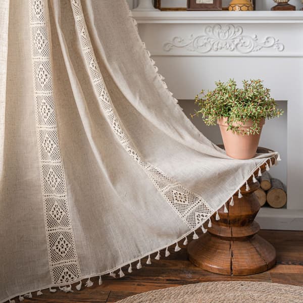 Gardinstang hul vævning-beige 150*300cm