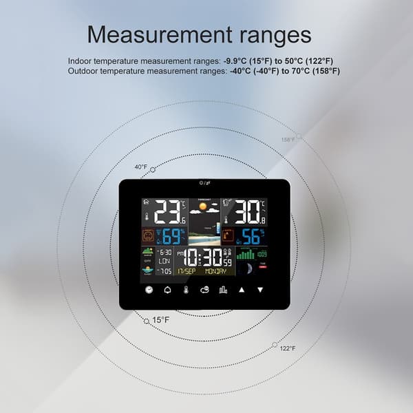 Inomhus Utomhus LCD Digital Trådlös Väderstation Termometer Klocka Kalender