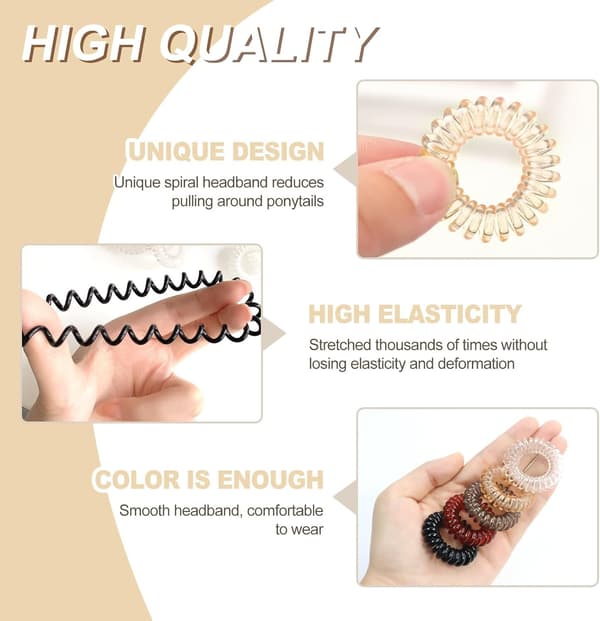 12 Hårsnoddar Spiral Spole Elastisk Slips Trådbundna Band Stretchig Plast Trasselfri