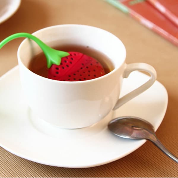 Infuser Diffuser Te Krydda Ört Silikon Jordgubbsblad Sil