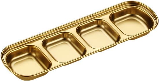 Sauceskåle i rustfrit stål, opdelt urte-sojasauce-dipskål, ketchup-dipskåle, guld
