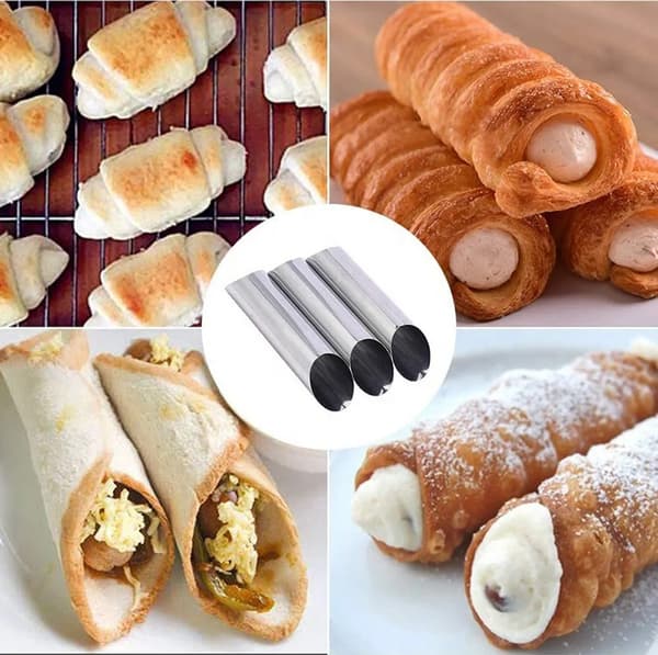 Bageforme, 12 stk. spiralformede bageforme i rustfrit stål, croissantforme