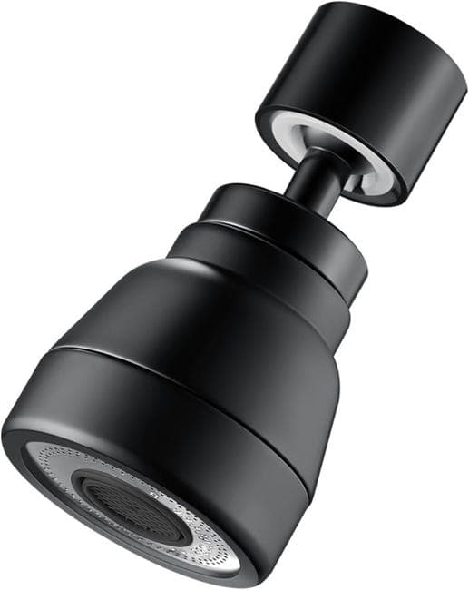 360° roterende vandhaneforlænger, 3 tilstande, vandhanebelufter, vandhaneadapter (sort, kort)