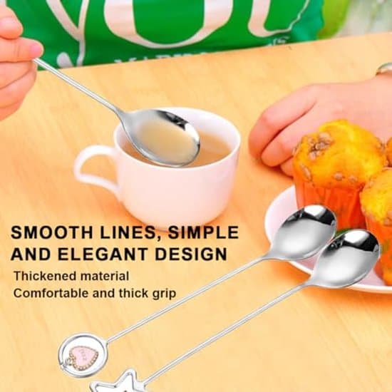 Kaffeeskeer i rustfrit stål med katte-design - hjerte- og stjerneformer - 4-delt sæt