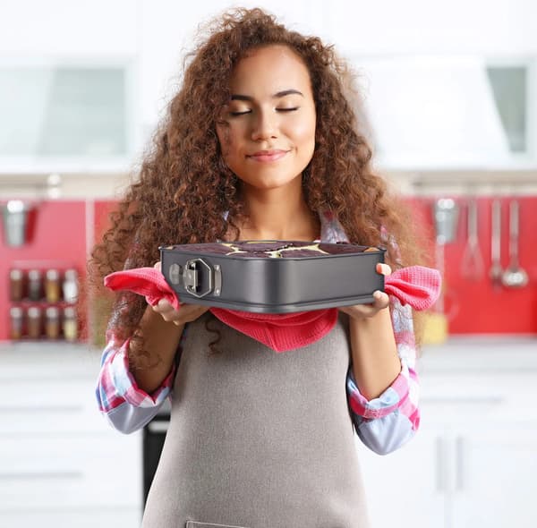 Fyrkantig springform i tre delar, non-stick rektangulär kakform, kolstål, storlekar 7/8/9 \", antracitgrå