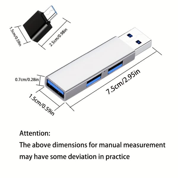 2 stk. adapter splitter 3.0 interface hub computer multifunktionel dockingstation en til tre USB-forlænger (uden usb-c interface)