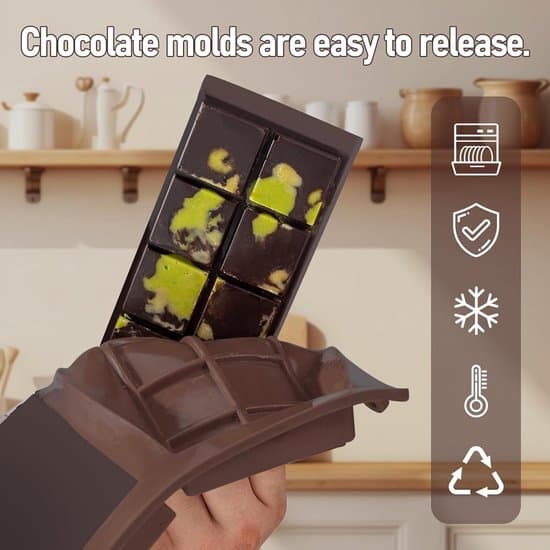 2 stk. 2-i-1 dybe silikone chokoladepladeforme, non-stick Dubai chokoladebar & praline støbeform