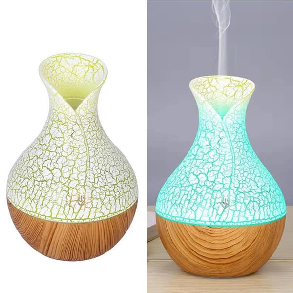 Luftfugter Vase Crack USB Diffuser Trækorn Bilrenser