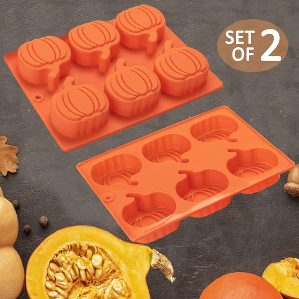 2-pak græskar silikone kageforme, Thanksgiving muffinforme, forme til varme chokoladebomber, til efterårsbagning.