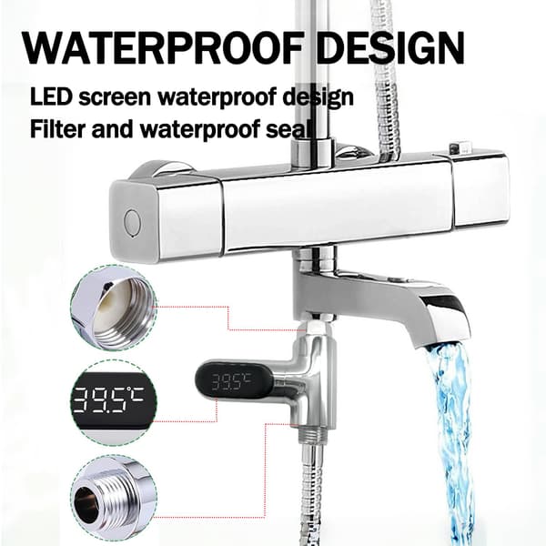 Digital duschtermometer, LED-vattentemperaturdisplay, 360° roterande, för spädbarn, familjer
