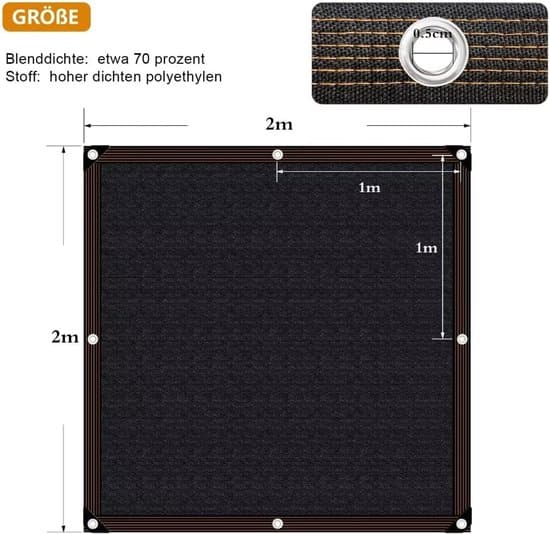 Have skyggenet 2x2m - UV-resistent og 70% skygge