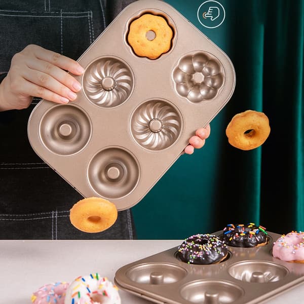 Koppar Donutform Mini Bakform Donutbricka Kakform Söt Guld