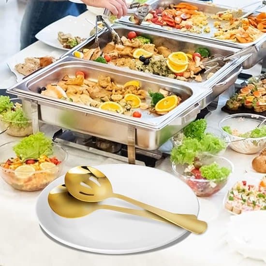 Serveringsskeer - Firesæt Si-sæt - Rustfrit Stål - Velegnet til Buffet, Catering, Restauranter og Hjemmebrug - Guld