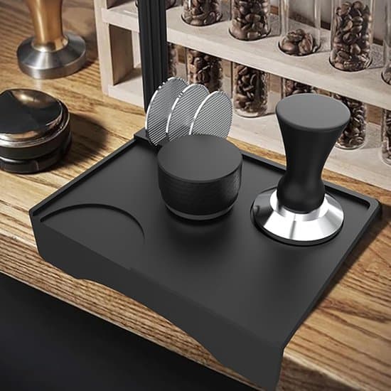 Silikone Espresso Tamper Måtte (7.7 x 5.8\") til Køkken, Kontor & Bordplade (Sort)