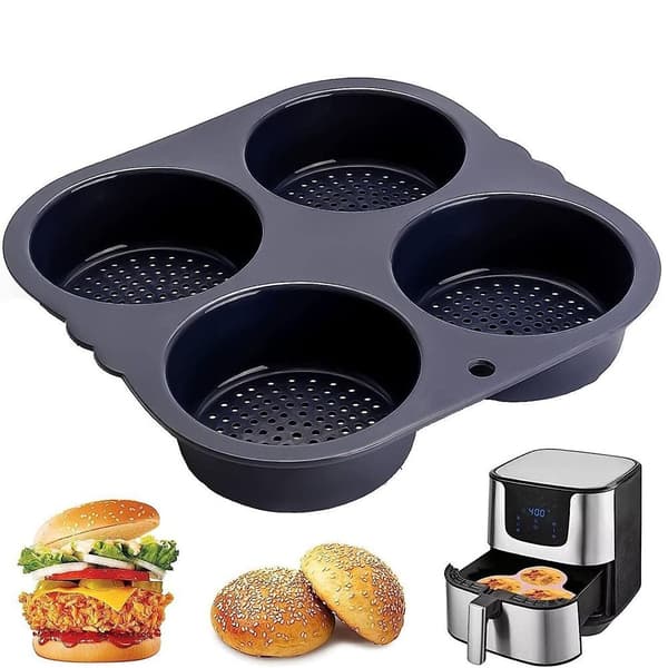 Silikone brødform Non-stick bageplade Genanvendelig hamburgerbolleform Hjem-4 hulrum