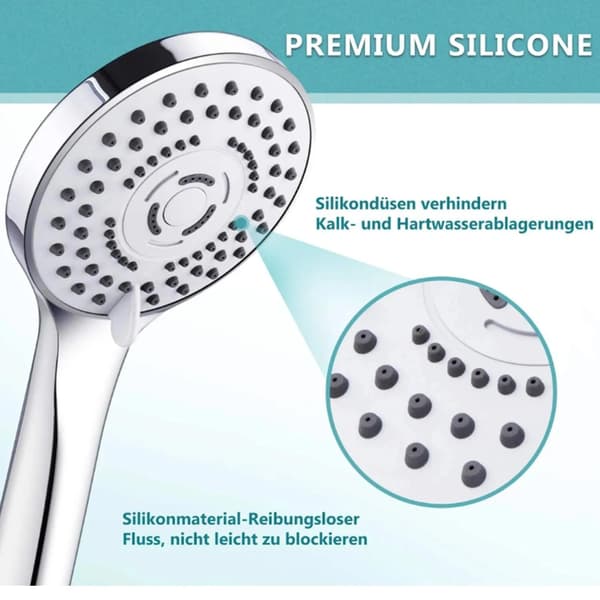 Vandbesparende brusehoved, 2-meter slange, ABS-materiale, let at rengøre