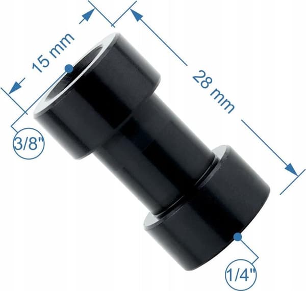 Fem 1/4\" til 3/8\" stativadaptermuffer, lavet af aluminiumslegering, sort.
