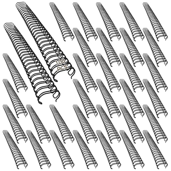 100 indbindingsspiraler, 3/8-tommer dobbeltløkke, 2:1 stigning, ringe til ringbind, metalspiraldesign, til dokument- eller notesbogsindbinding