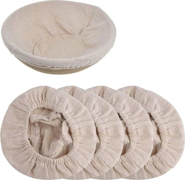 4-pack runda linnetygsfoder för jäskorgar, storlek 25*9 cm