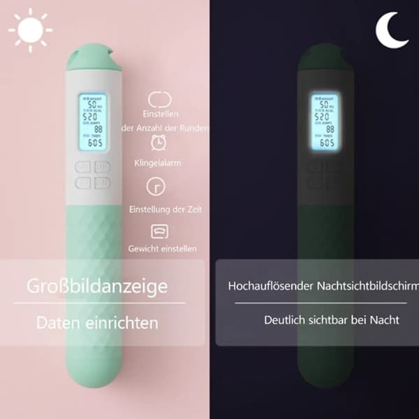 Justerbart hopprep, speed rope, smart räkning, LCD-display, rosa