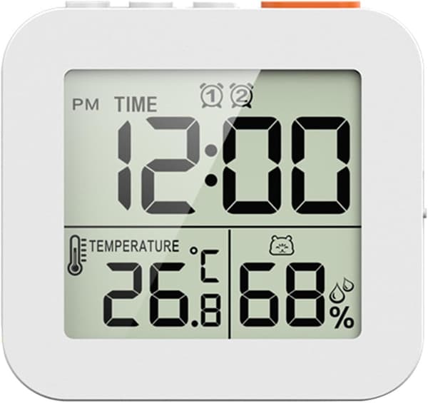 Digital timer duschklocka med alarm, badrum kök väggklocka, vit