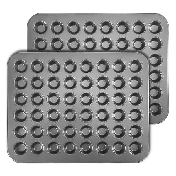 Mini Muffinsbagepladesæt – 2 Mini Muffinsbageplader, 48 Cupcake Bageplader, Non-stick Mini Muffinsbageplader