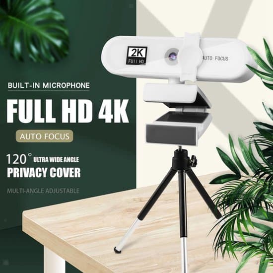 Webbkamera - Full HD - Vit - 2K - Med skydd - FULL HD-kamera USB - Extra säkerhetsskydd
