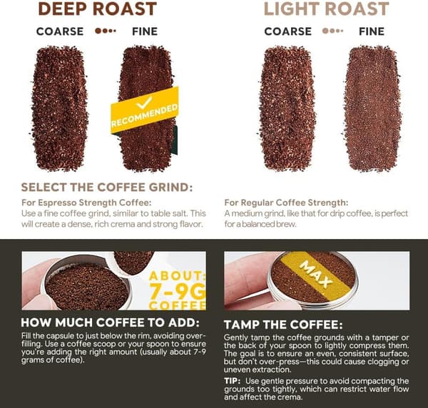 Genopfyldelige Nespresso Vertuo Plus Kaffekapsler i Rustfrit Stål (70 ml / 2,4 oz)