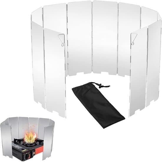 Vikbara vindskydd i aluminium för gasspis - 10-pack, perfekt för grillar, camping och picknick.